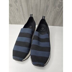 Donald J Pliner Sport Women 10 Navy Black Striped Elastic Platform Sneakers